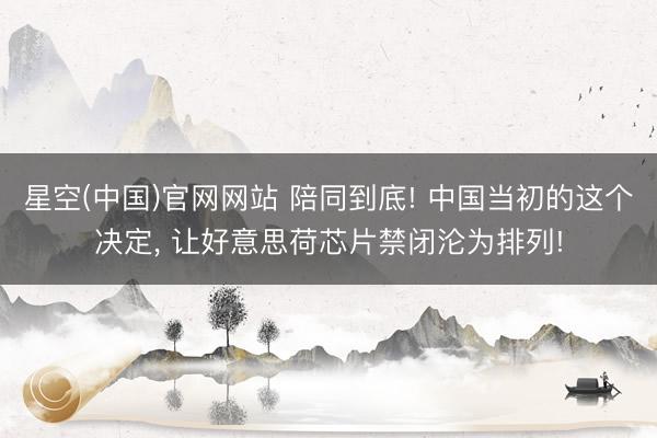 星空(中国)官网网站 陪同到底! 中国当初的这个决定, 让好意思荷芯片禁闭沦为排列!